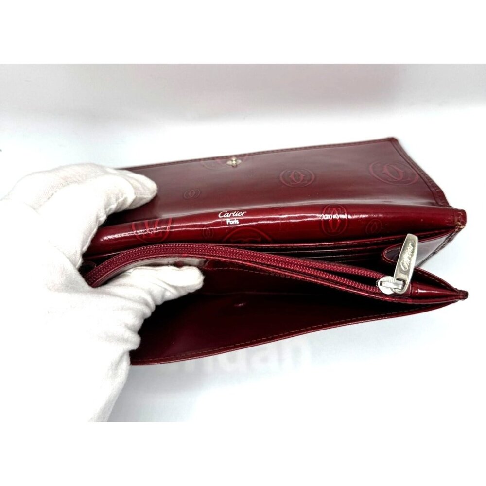 Cartier Red Monogram Leather Long Wallet With Snap Closure - Picture 12 of 16